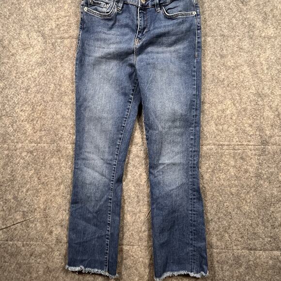 Free People Jeans Raw Straight Boot Hem Mid Rise Blue 61502-16515125 Size 28 - Picture 8 of 11